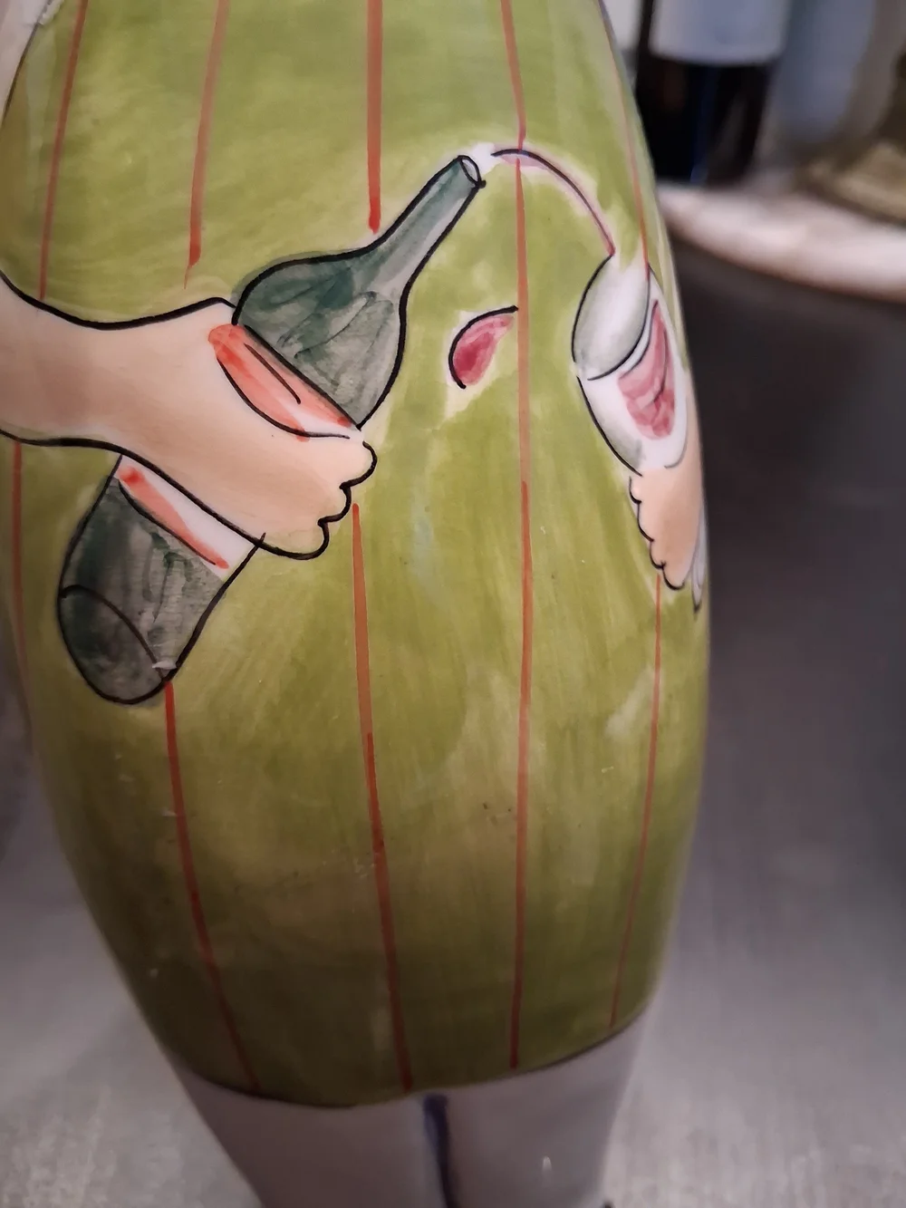 Chef Figurine Ceramic Olive Oil Botle Clay Art Hand Painted